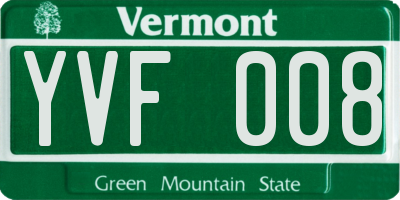 VT license plate YVF008