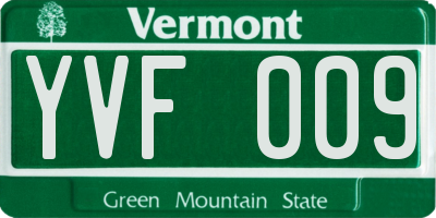 VT license plate YVF009
