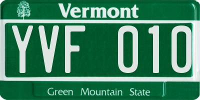 VT license plate YVF010