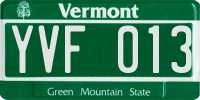 VT license plate YVF013
