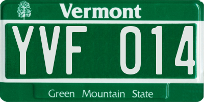 VT license plate YVF014