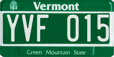 VT license plate YVF015