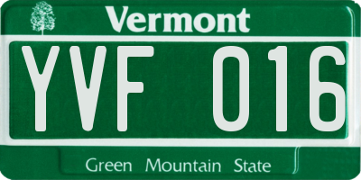 VT license plate YVF016