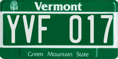VT license plate YVF017