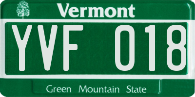 VT license plate YVF018