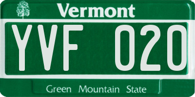 VT license plate YVF020