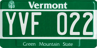 VT license plate YVF022