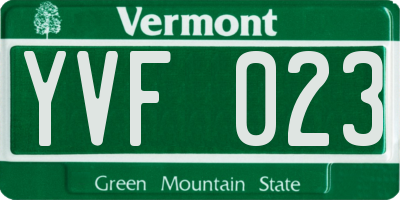 VT license plate YVF023