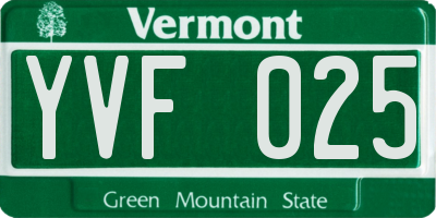 VT license plate YVF025