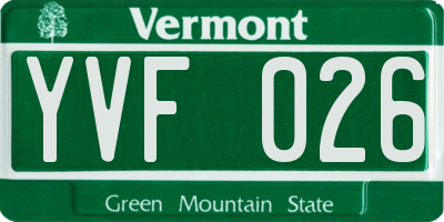 VT license plate YVF026
