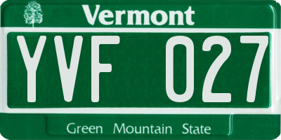 VT license plate YVF027