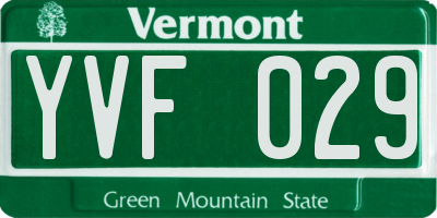 VT license plate YVF029