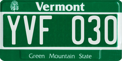 VT license plate YVF030