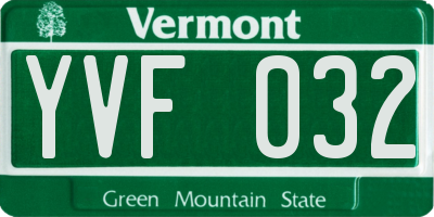 VT license plate YVF032