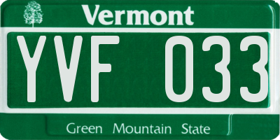 VT license plate YVF033