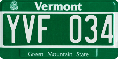 VT license plate YVF034