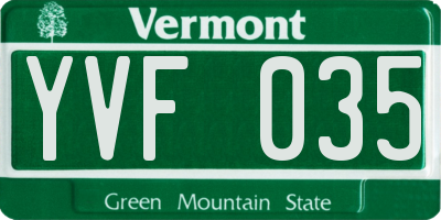VT license plate YVF035