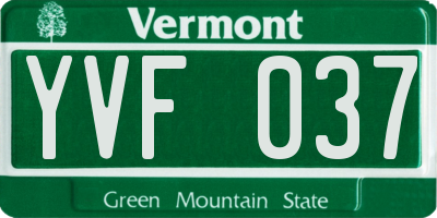 VT license plate YVF037