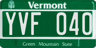 VT license plate YVF040
