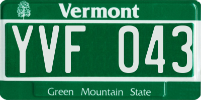 VT license plate YVF043