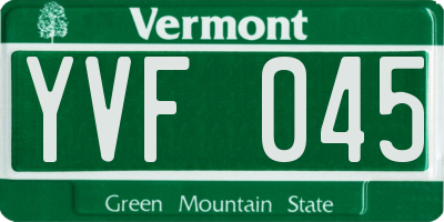 VT license plate YVF045