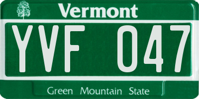 VT license plate YVF047