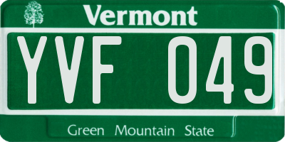 VT license plate YVF049