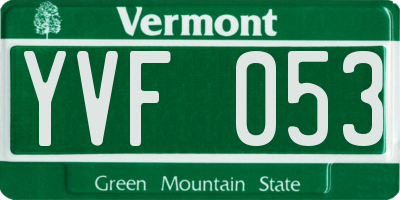 VT license plate YVF053
