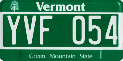 VT license plate YVF054