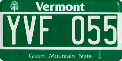 VT license plate YVF055