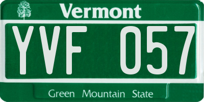 VT license plate YVF057