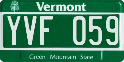 VT license plate YVF059