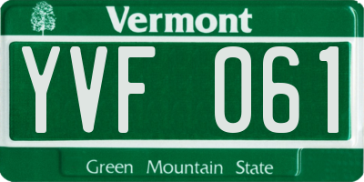 VT license plate YVF061