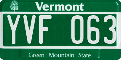 VT license plate YVF063