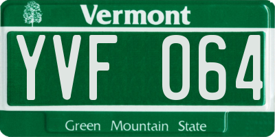 VT license plate YVF064
