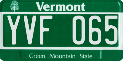 VT license plate YVF065