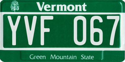 VT license plate YVF067