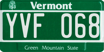 VT license plate YVF068