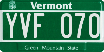 VT license plate YVF070