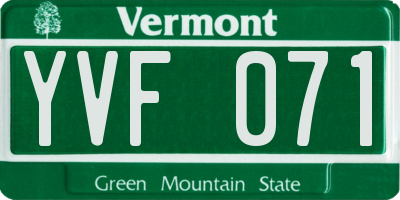 VT license plate YVF071
