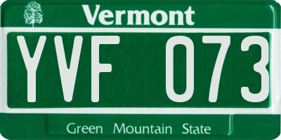 VT license plate YVF073
