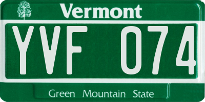 VT license plate YVF074