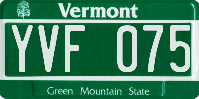 VT license plate YVF075