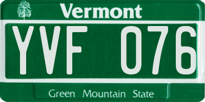VT license plate YVF076