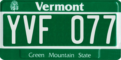 VT license plate YVF077