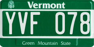 VT license plate YVF078
