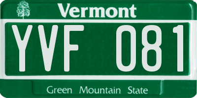 VT license plate YVF081