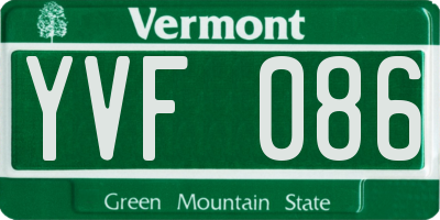 VT license plate YVF086