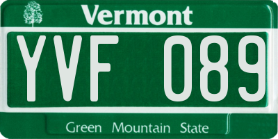 VT license plate YVF089