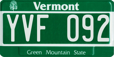 VT license plate YVF092
